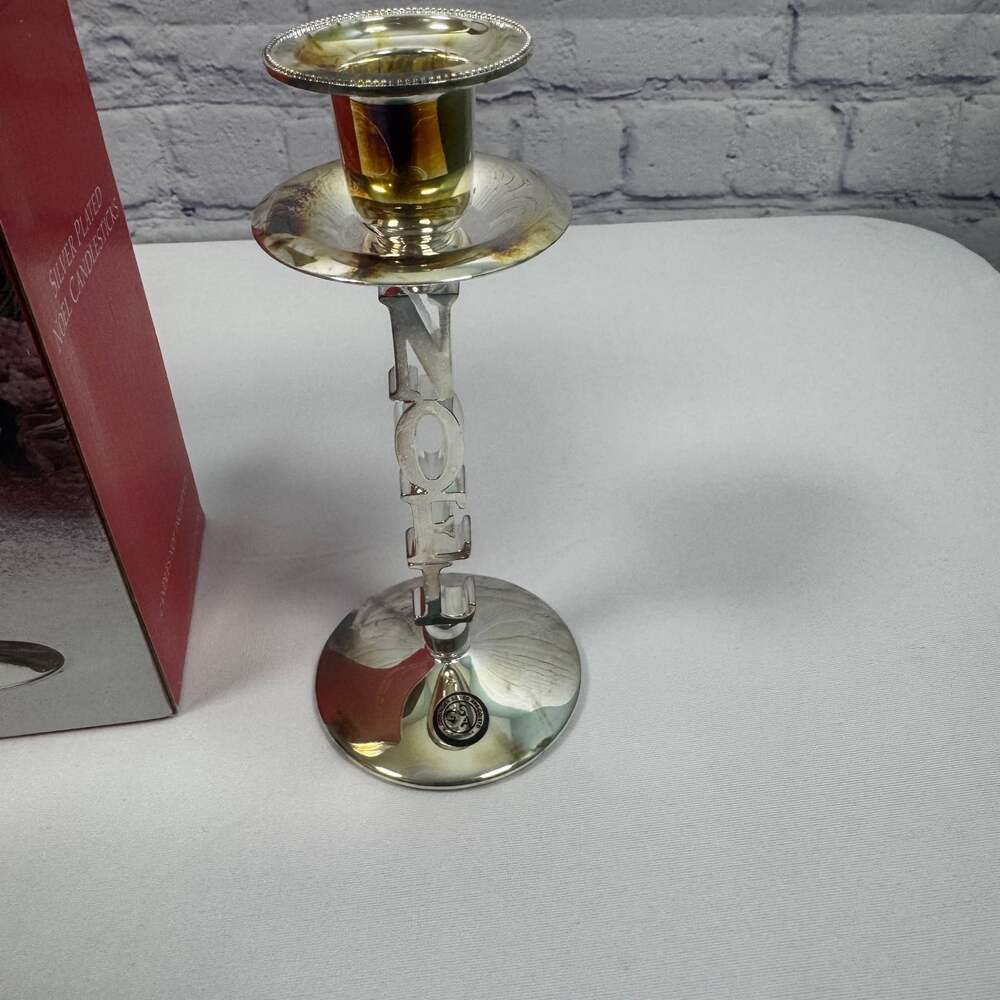 Vintage Godinger Silver NOEL Candleholders Set of 2 - Picture 5 of 11